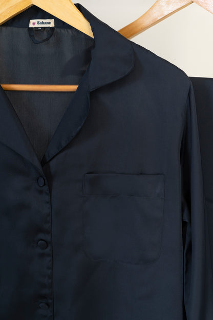 Midnight Blue Silk Pjs