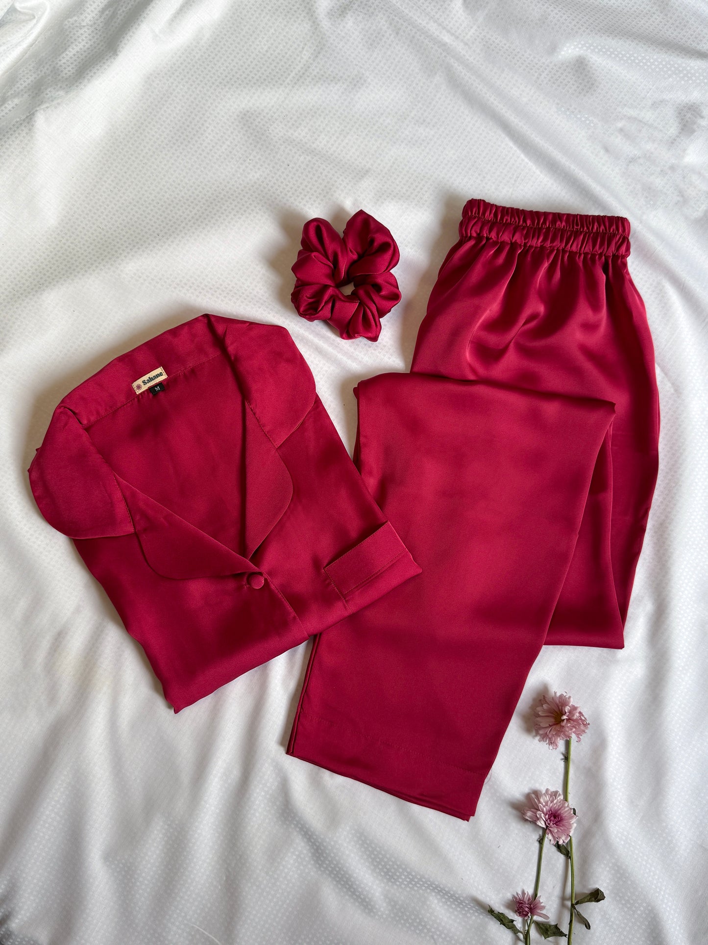 Cherry Red Silk Pjs