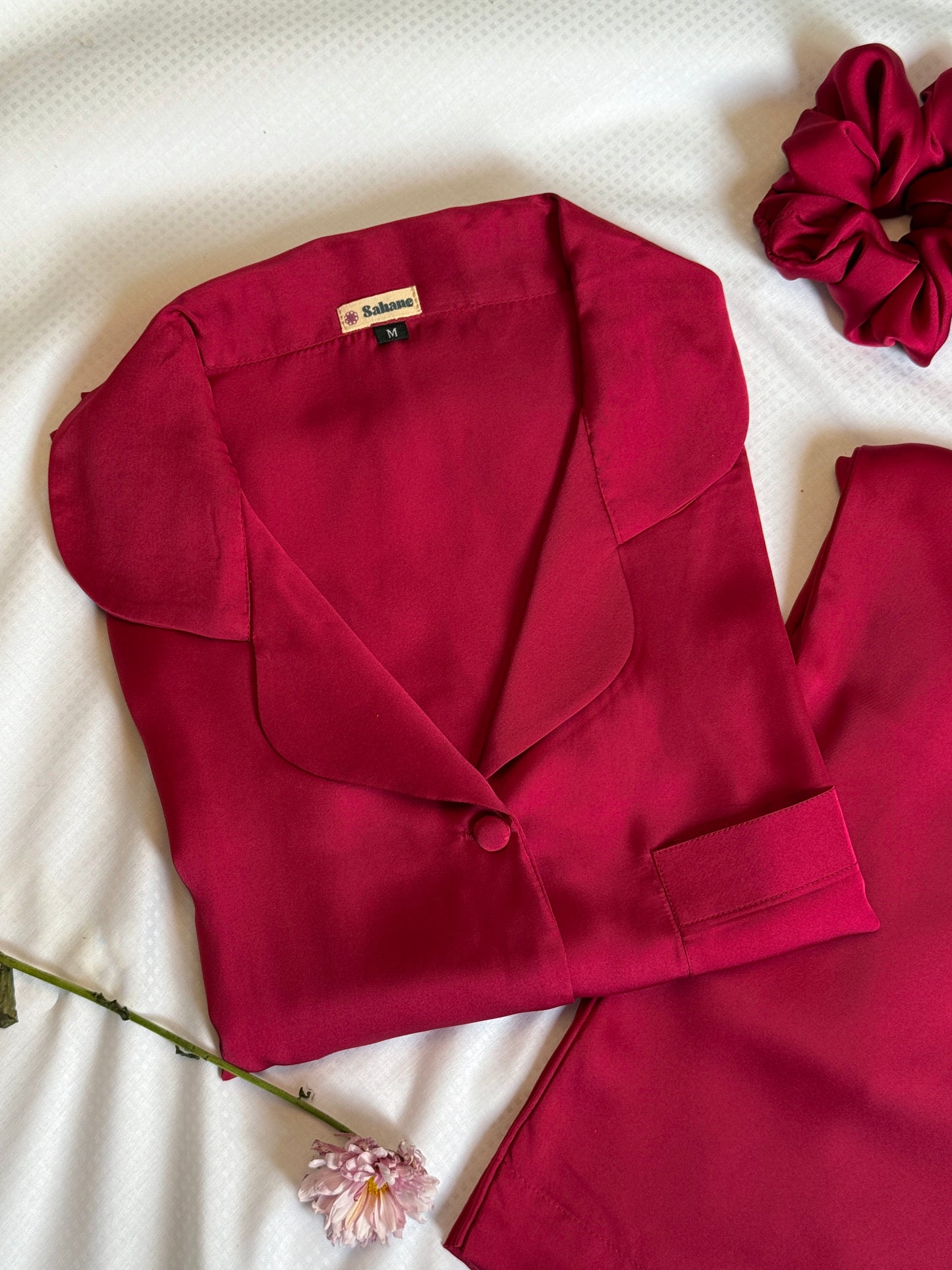 Cherry Red Silk Pjs