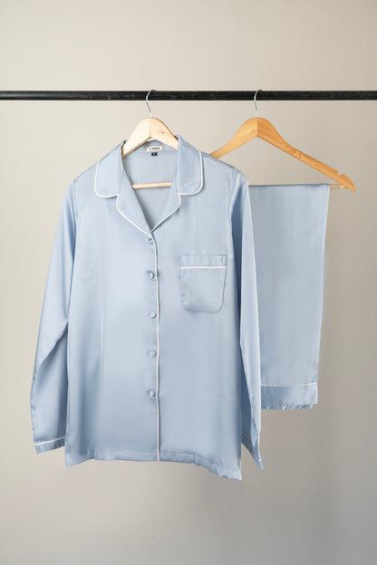 Light Blue Silk Pjs