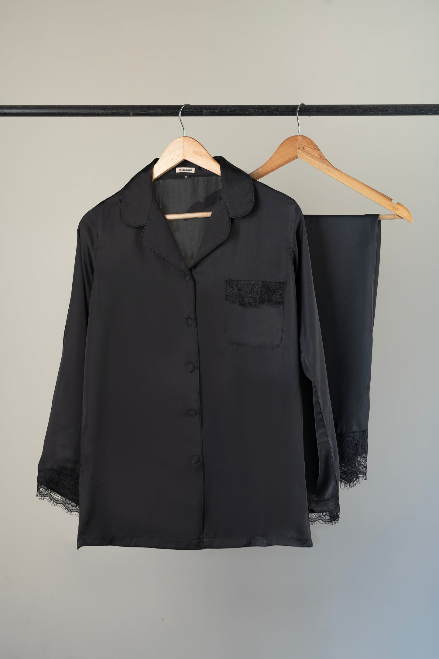 Plain Black Silk Pjs