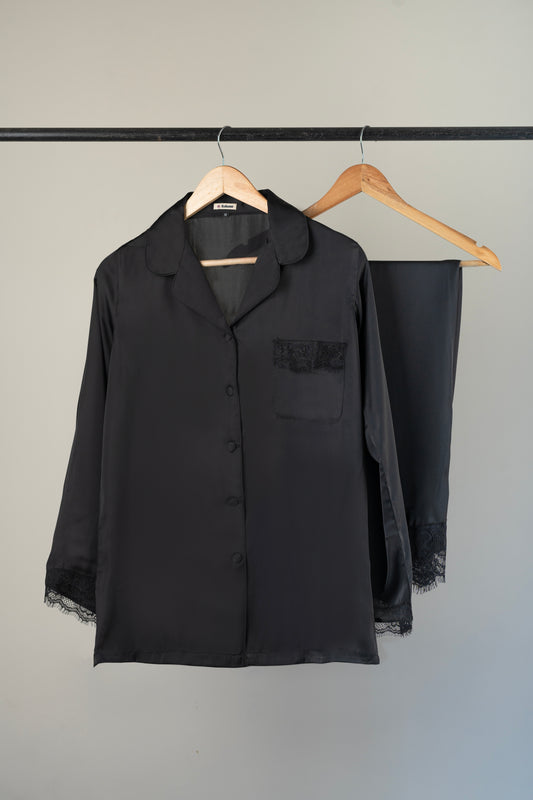 Plain Black Silk Pjs
